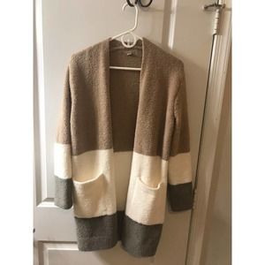 Barefoot Dreams Women's XS Cozychic Colorblock Open Front Long Cardigan